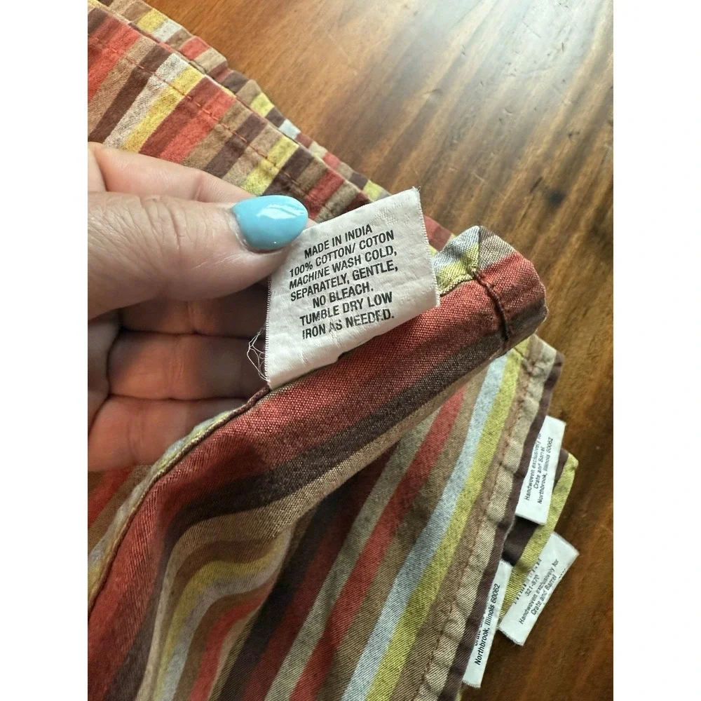 Lof of 8 Crate & Barrel Satillo Stripe Cloth All Cotton 21x21 Napkin Set